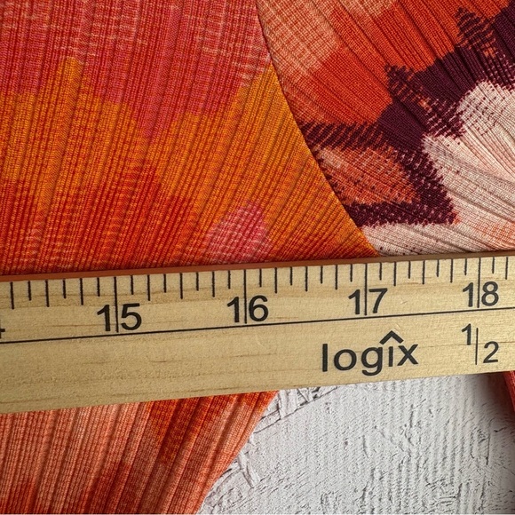 Urban Outfitters Bold Orange Chevron Ribbed Crop Button Up Casual Blouse Large - Picture 7 of 11